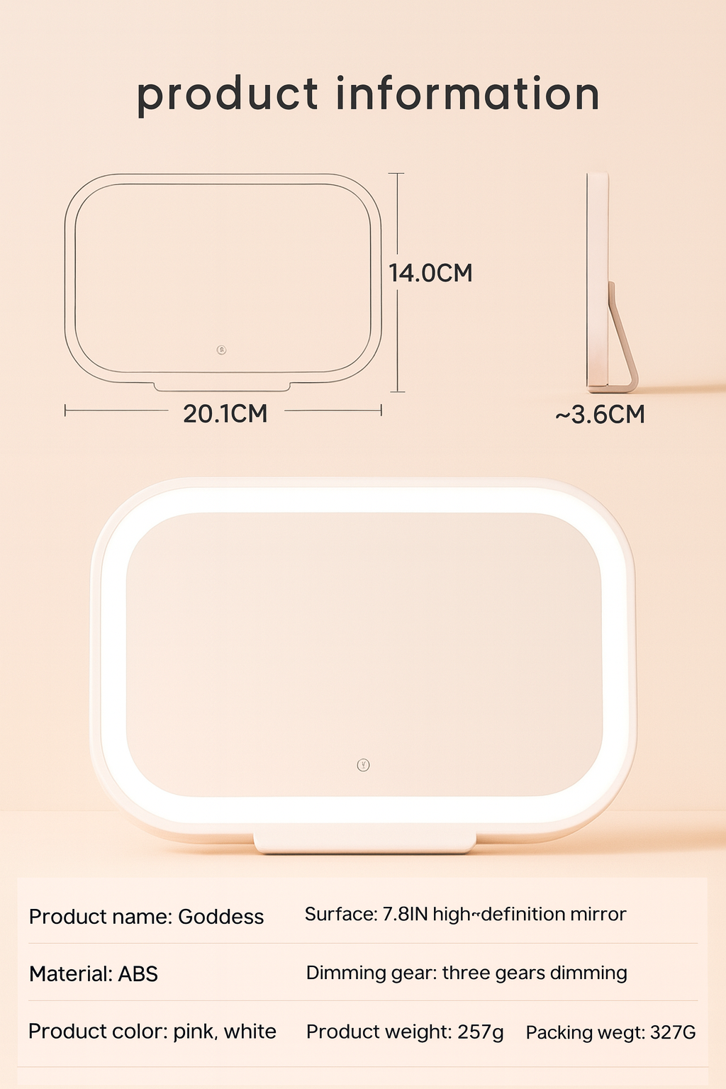 Mini LED makeup mirror